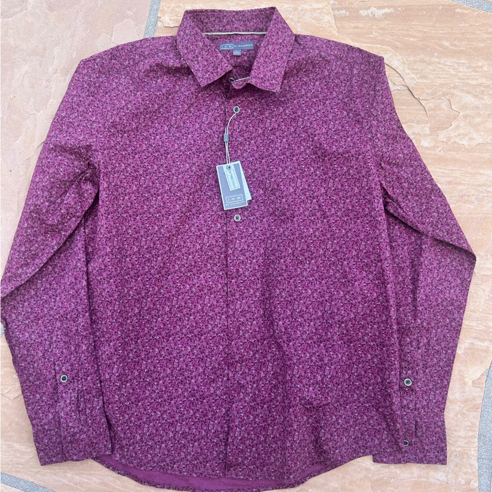 Ike Behar Men's Burgundy Patterned Shirt